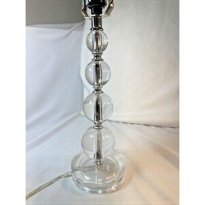 Lucite Clear Stacked Orb Balls Table Lamp Lucite Round Base Works 13"MCM